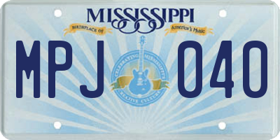 MS license plate MPJ040