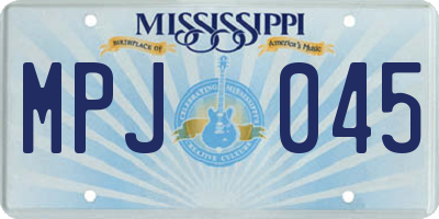 MS license plate MPJ045