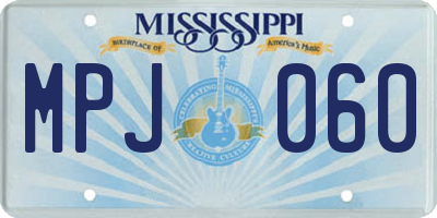 MS license plate MPJ060