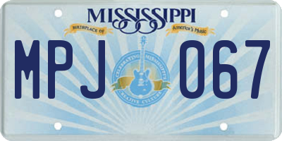 MS license plate MPJ067