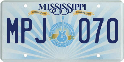 MS license plate MPJ070