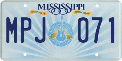 MS license plate MPJ071