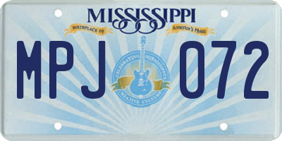 MS license plate MPJ072