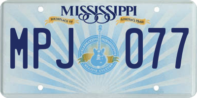 MS license plate MPJ077