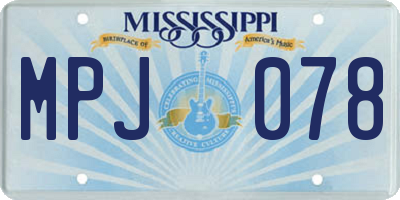 MS license plate MPJ078