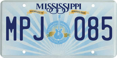 MS license plate MPJ085