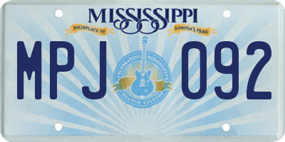 MS license plate MPJ092