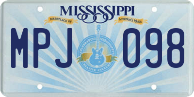 MS license plate MPJ098