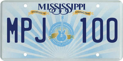MS license plate MPJ100
