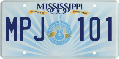 MS license plate MPJ101
