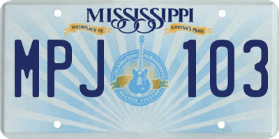 MS license plate MPJ103