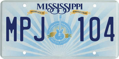 MS license plate MPJ104