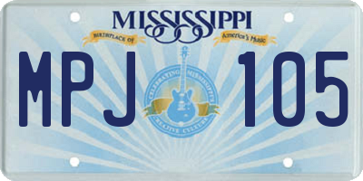 MS license plate MPJ105