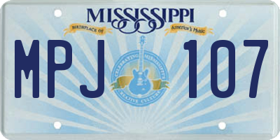 MS license plate MPJ107