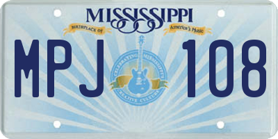 MS license plate MPJ108