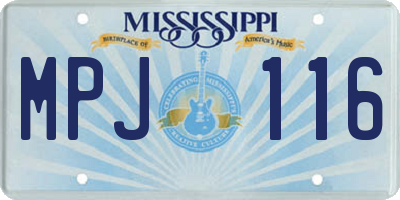 MS license plate MPJ116