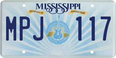 MS license plate MPJ117