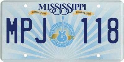 MS license plate MPJ118