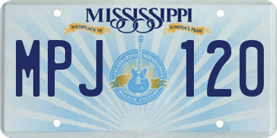 MS license plate MPJ120