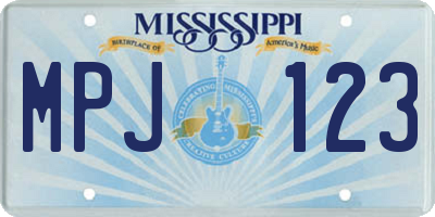 MS license plate MPJ123