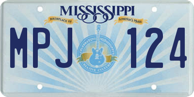 MS license plate MPJ124