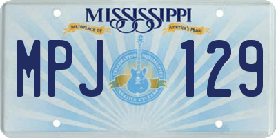 MS license plate MPJ129