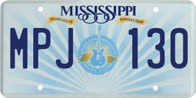 MS license plate MPJ130