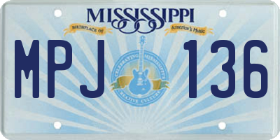 MS license plate MPJ136