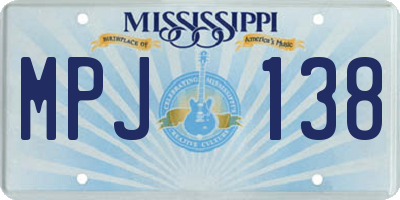 MS license plate MPJ138