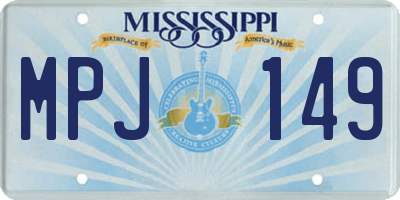 MS license plate MPJ149