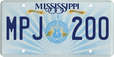 MS license plate MPJ200