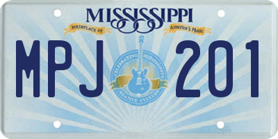 MS license plate MPJ201