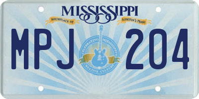 MS license plate MPJ204