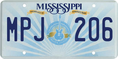 MS license plate MPJ206