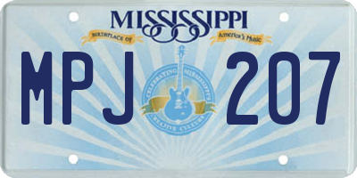 MS license plate MPJ207