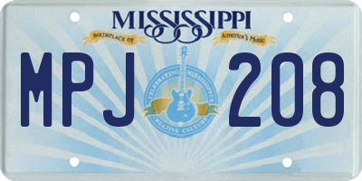 MS license plate MPJ208