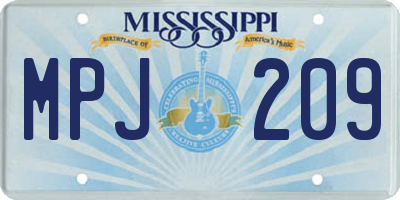 MS license plate MPJ209