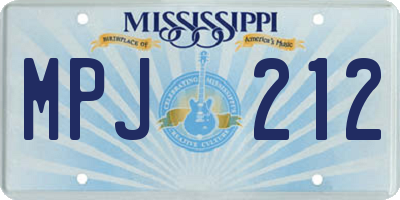 MS license plate MPJ212