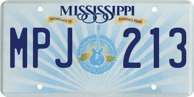 MS license plate MPJ213
