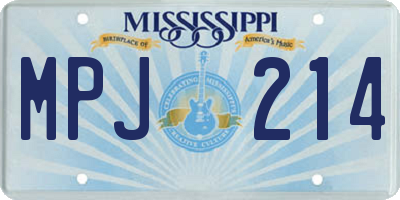 MS license plate MPJ214