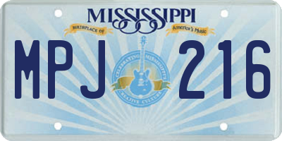 MS license plate MPJ216