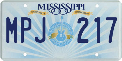 MS license plate MPJ217
