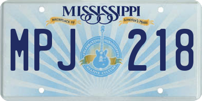 MS license plate MPJ218