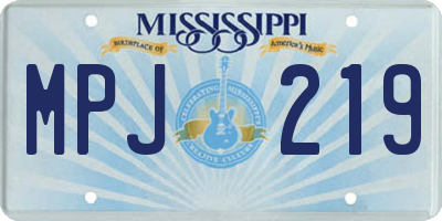 MS license plate MPJ219
