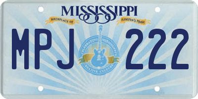 MS license plate MPJ222