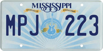 MS license plate MPJ223