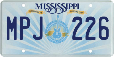 MS license plate MPJ226