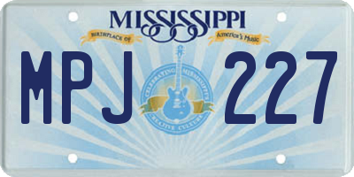 MS license plate MPJ227