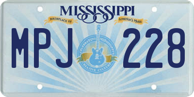 MS license plate MPJ228