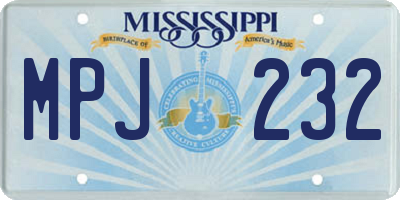 MS license plate MPJ232